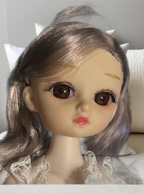 11” Ball Jointed Doll with Long Silver Hair NWOTS